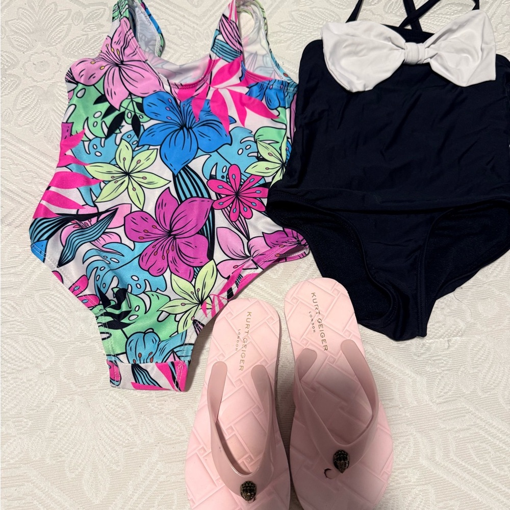 Poolside bundle for size 4-5 and size 11/12 Kurt Geiger flip flops!